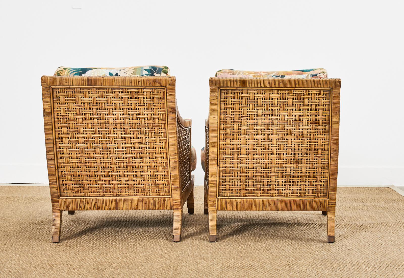 Pair of McGuire St. Germain Woven Rattan Cane Lounge Chairs 10