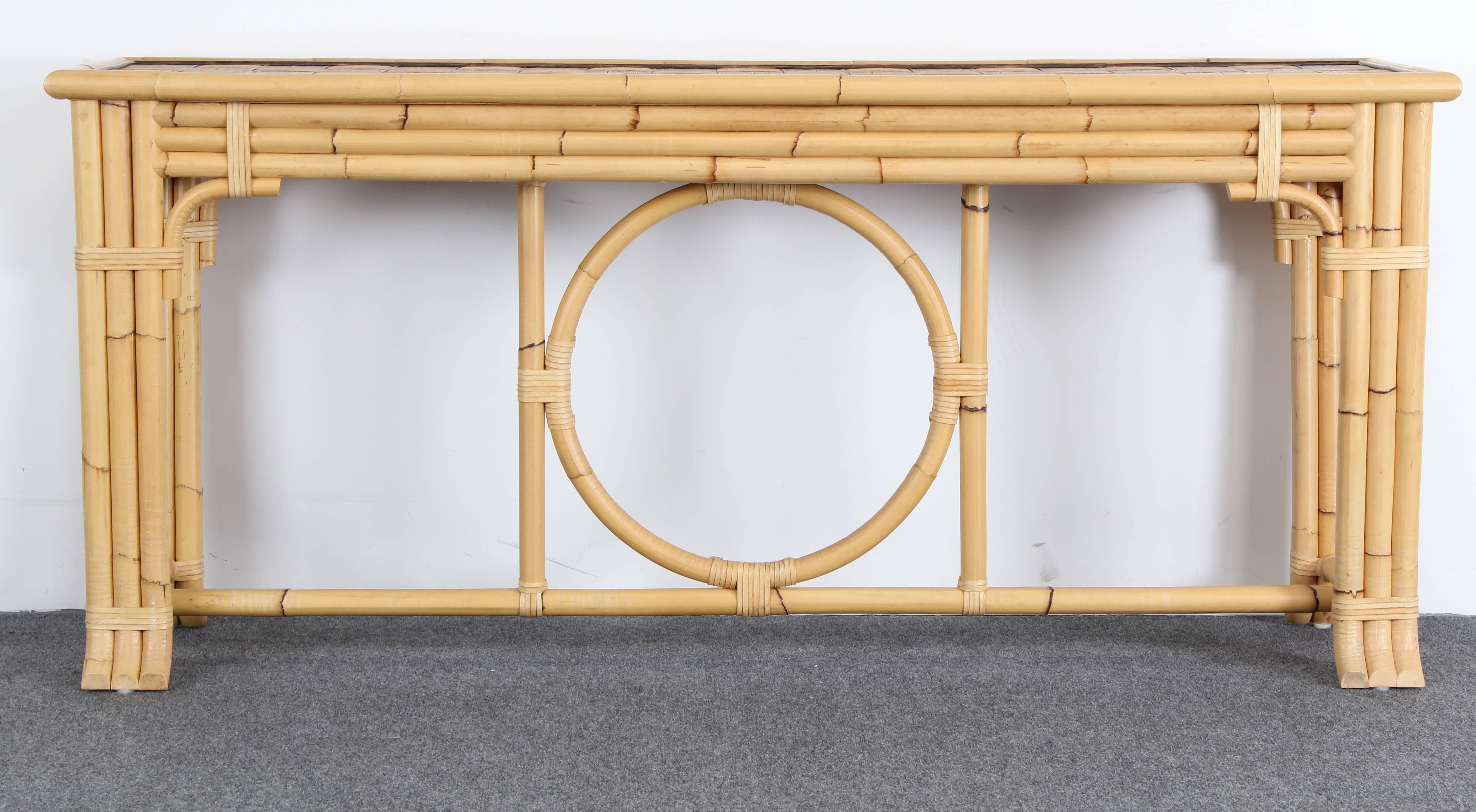 Late 20th Century McGuire Bamboo Console Table, 1980