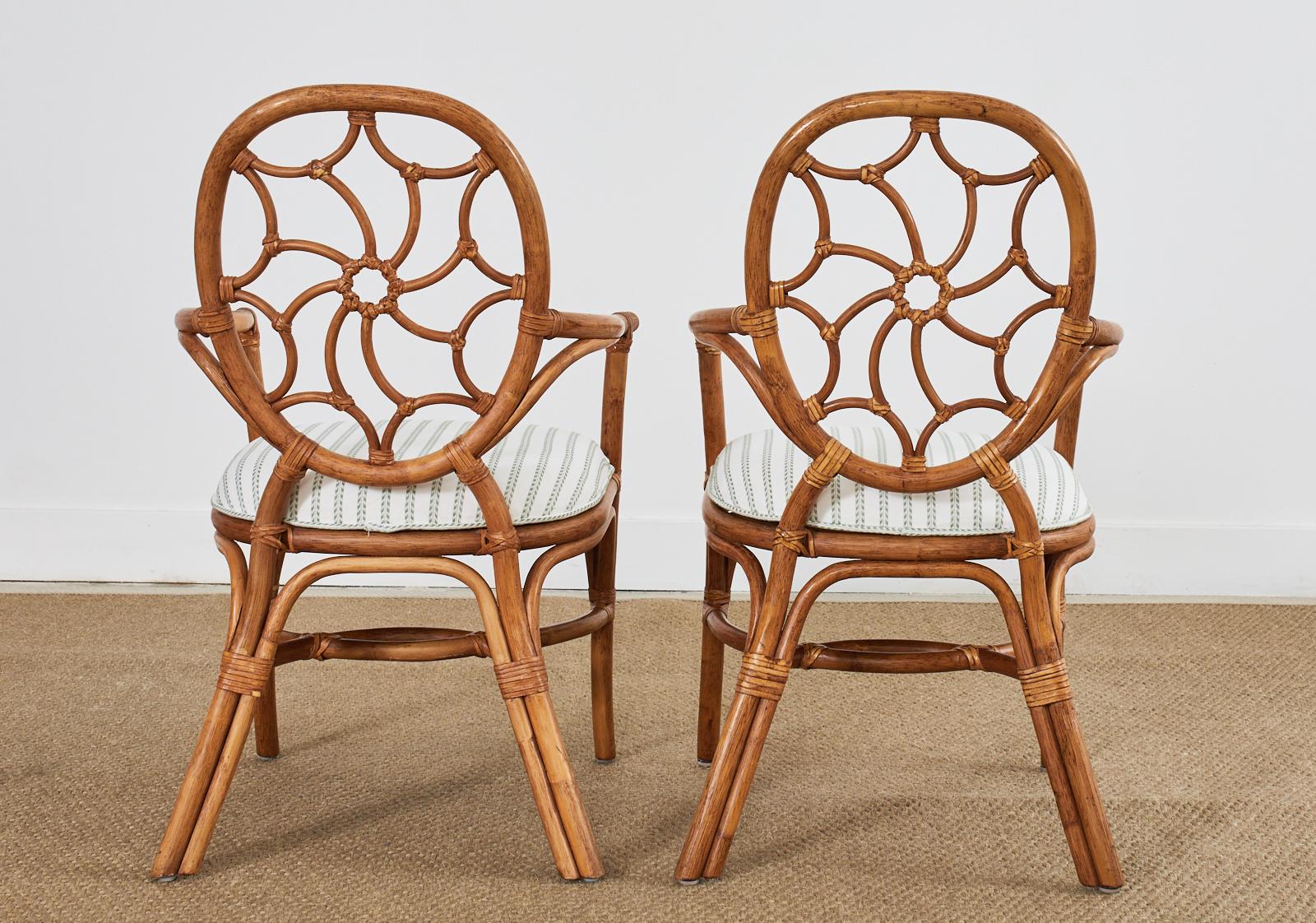 Pair of McGuire Style Rattan Organic Modern Dining Armchairs 8