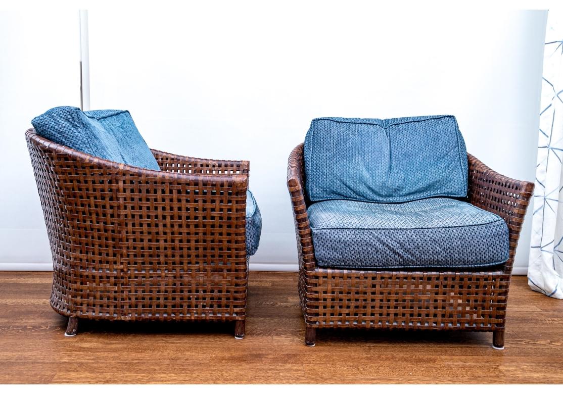 Pair Of McGuire Woven Leather Antalya Lounge Chairs For Sale 3