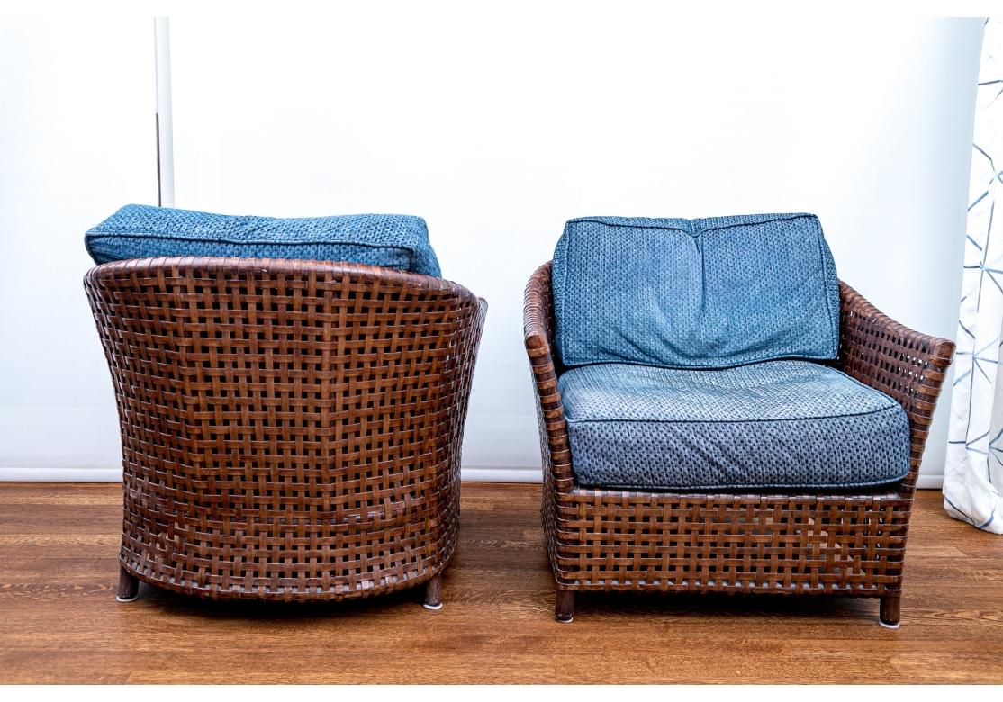 Pair Of McGuire Woven Leather Antalya Lounge Chairs For Sale 5