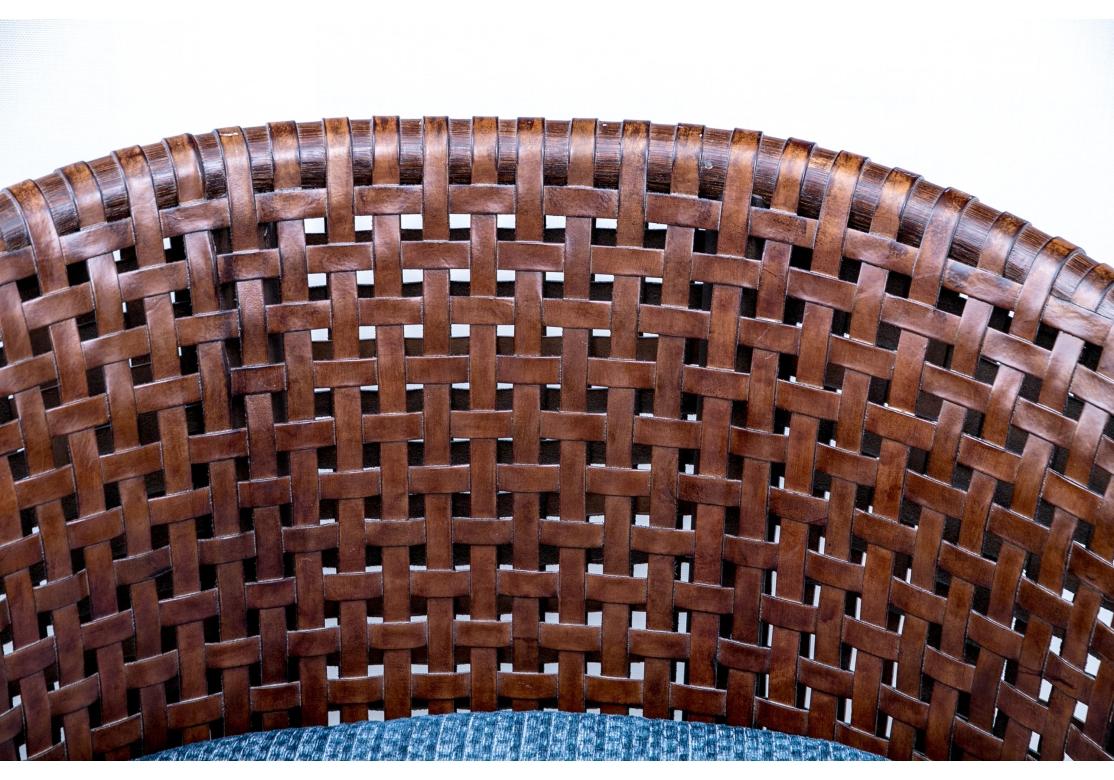 Adirondack Pair Of McGuire Woven Leather Antalya Lounge Chairs For Sale