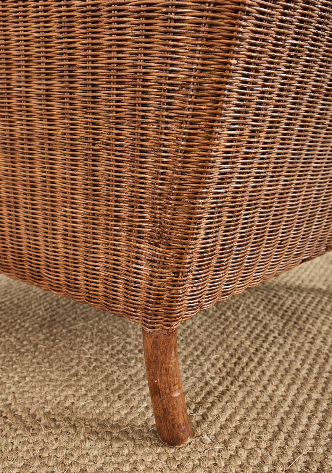 Pair of McGuire Woven Rattan Wicker Lounge Armchairs 9