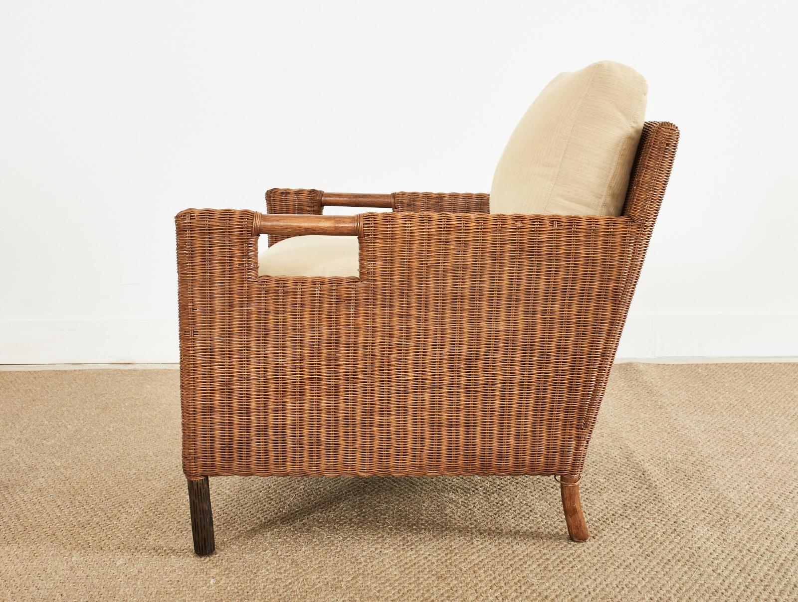 Pair of McGuire Woven Rattan Wicker Lounge Armchairs 11