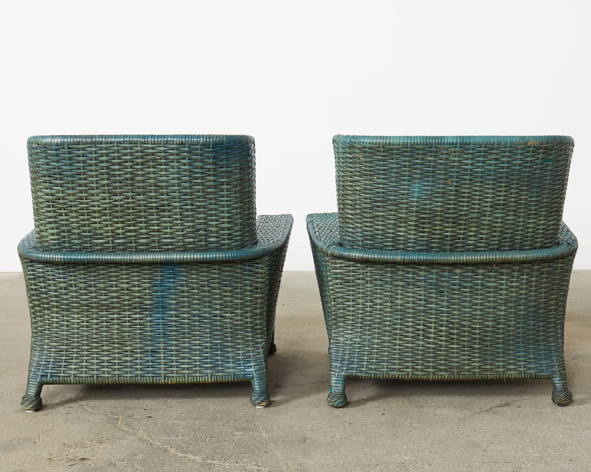 Pair of McGuire Woven Rattan Wicker Lounge Chairs  8