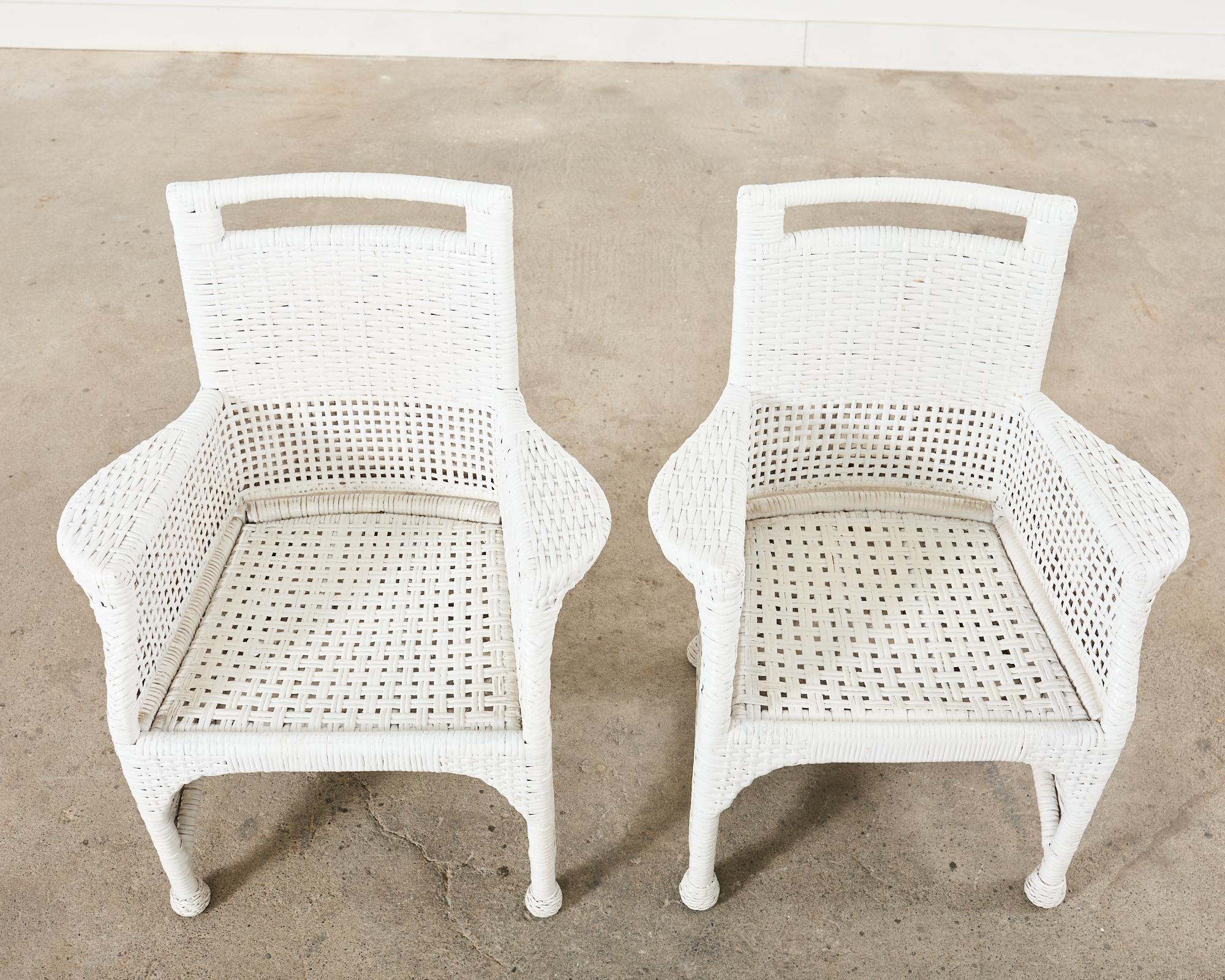 Pair of McGuire Woven Rattan Wicker Organic Modern Armchairs  For Sale 5