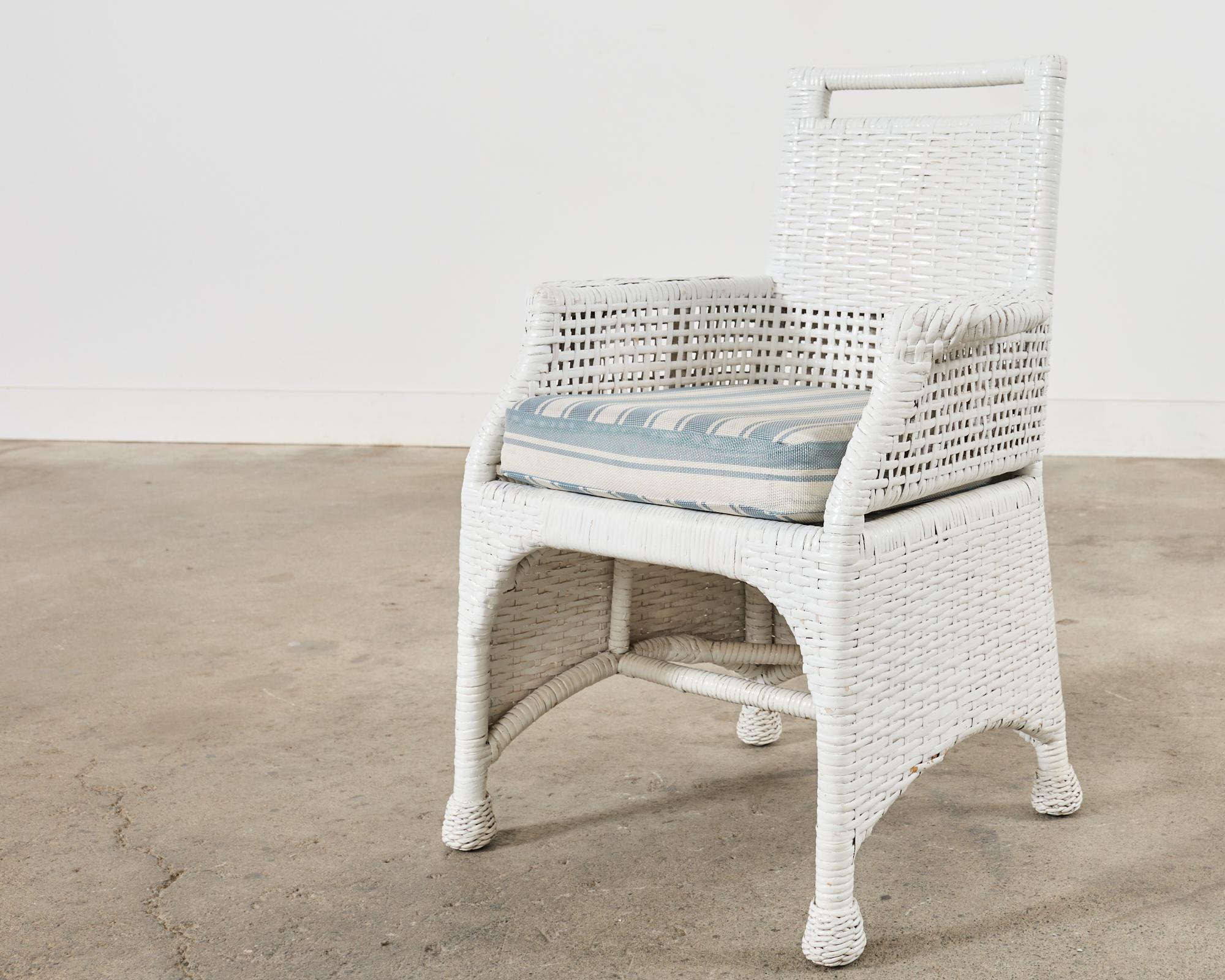 Pair of McGuire Woven Rattan Wicker Organic Modern Armchairs 6