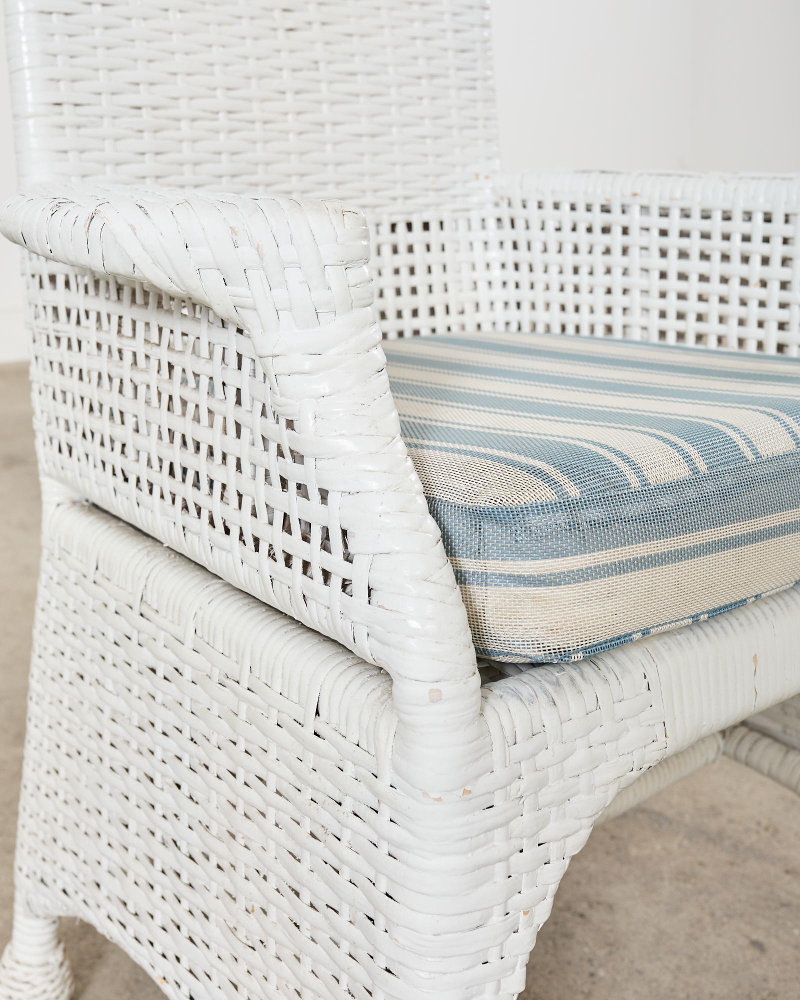 Pair of McGuire Woven Rattan Wicker Organic Modern Armchairs  For Sale 13