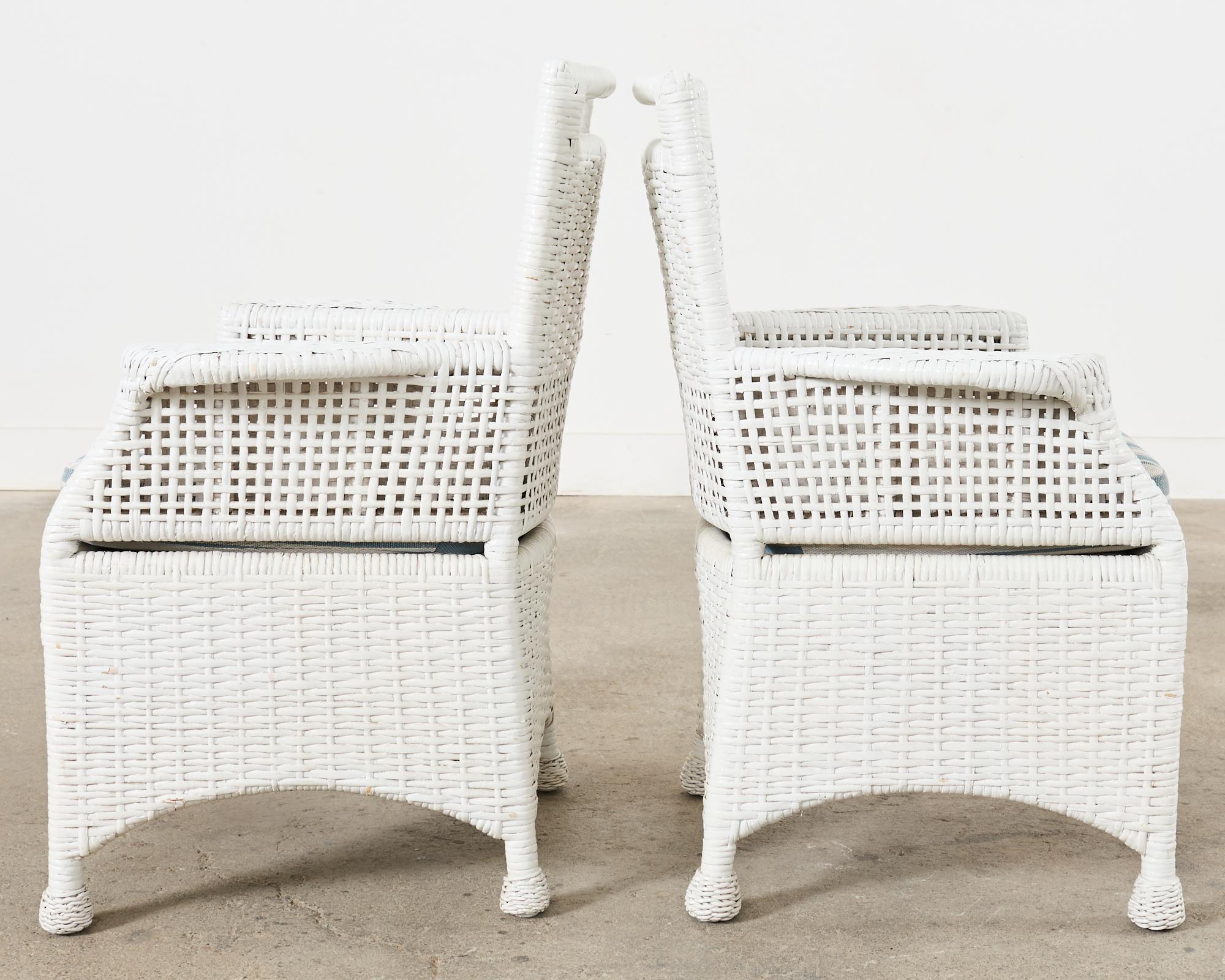 20th Century Pair of McGuire Woven Rattan Wicker Organic Modern Armchairs  For Sale