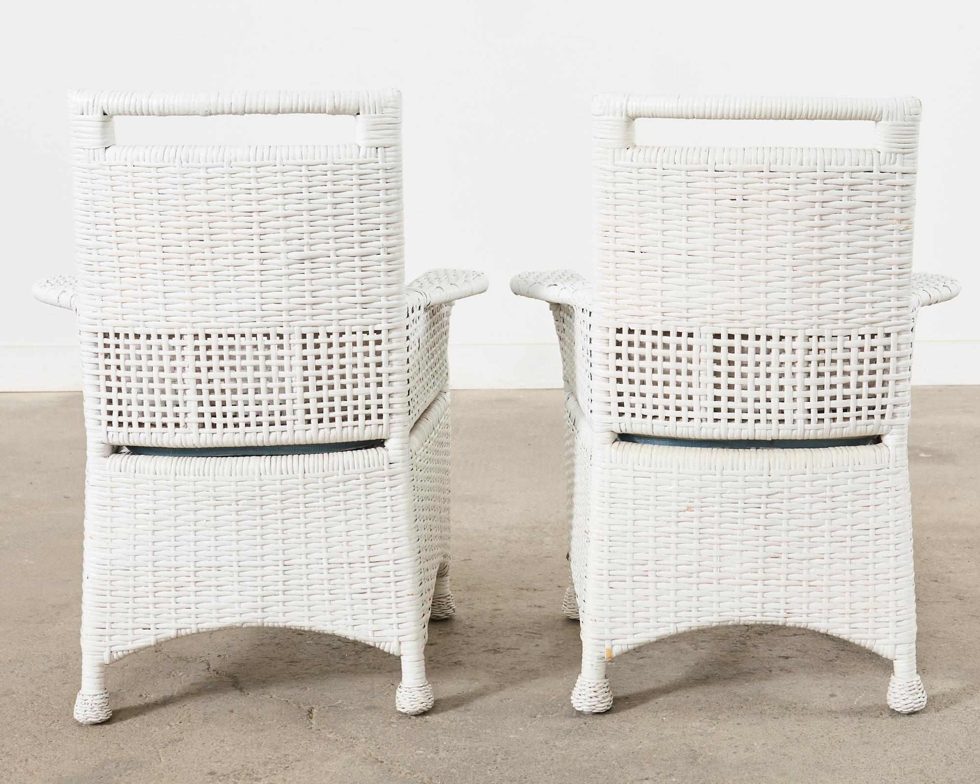 Pair of McGuire Woven Rattan Wicker Organic Modern Armchairs  For Sale 2