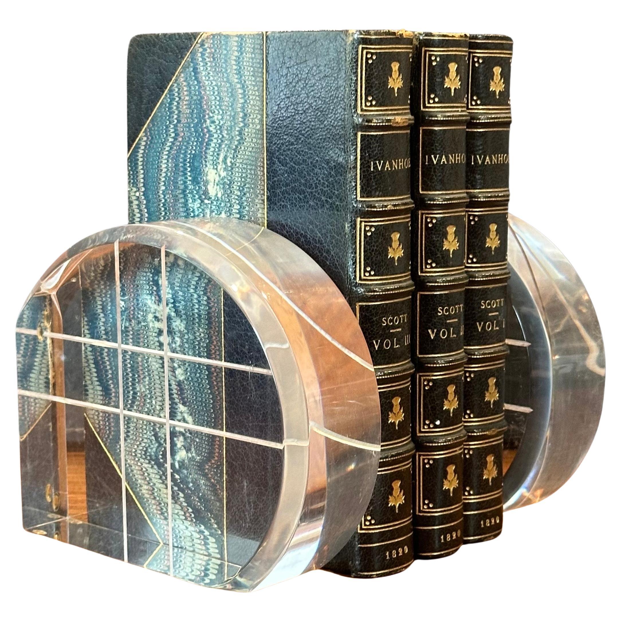 American Pair of MCM Arched Lucite Bookends in the Style of Herb Ritts