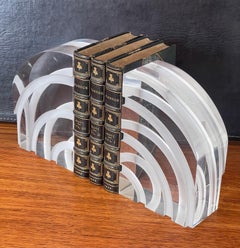 Pair of MCM Arched "Rainbow" Lucite Bookends in the Style of Herb Ritts
