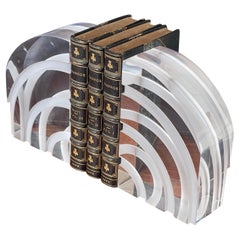 Pair of MCM Arched "Rainbow" Lucite Bookends in the Style of Herb Ritts