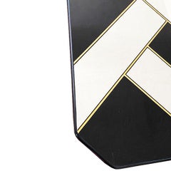 Pair of MCM Black Shiny Mirrored Brass Side Tables after Milo Baughman, a Pair