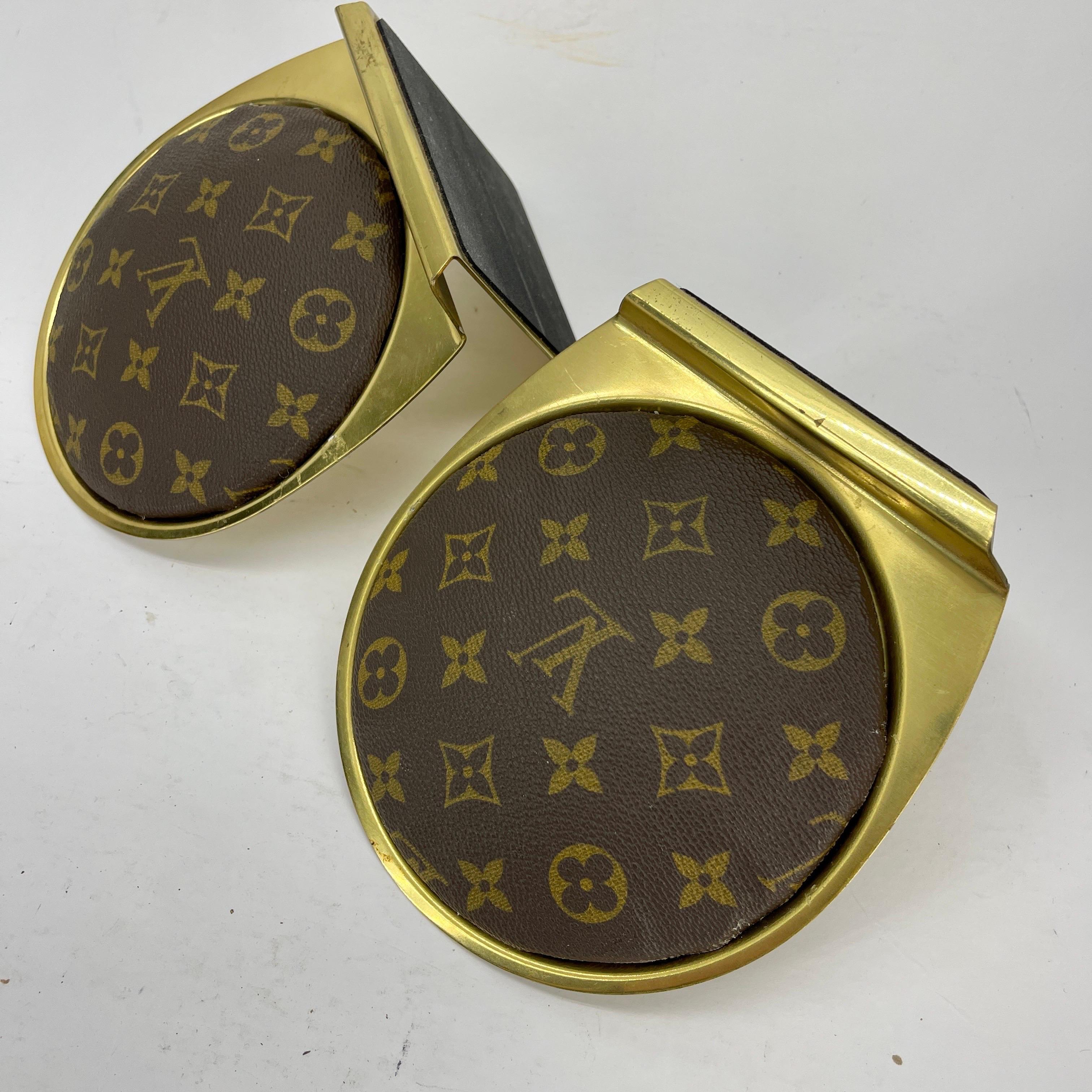 Pair of MCM Brass Bookends with Louis Vuitton Monogram Fabric For Sale 6
