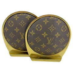 Used Pair of MCM Brass Bookends with Louis Vuitton Monogram Fabric