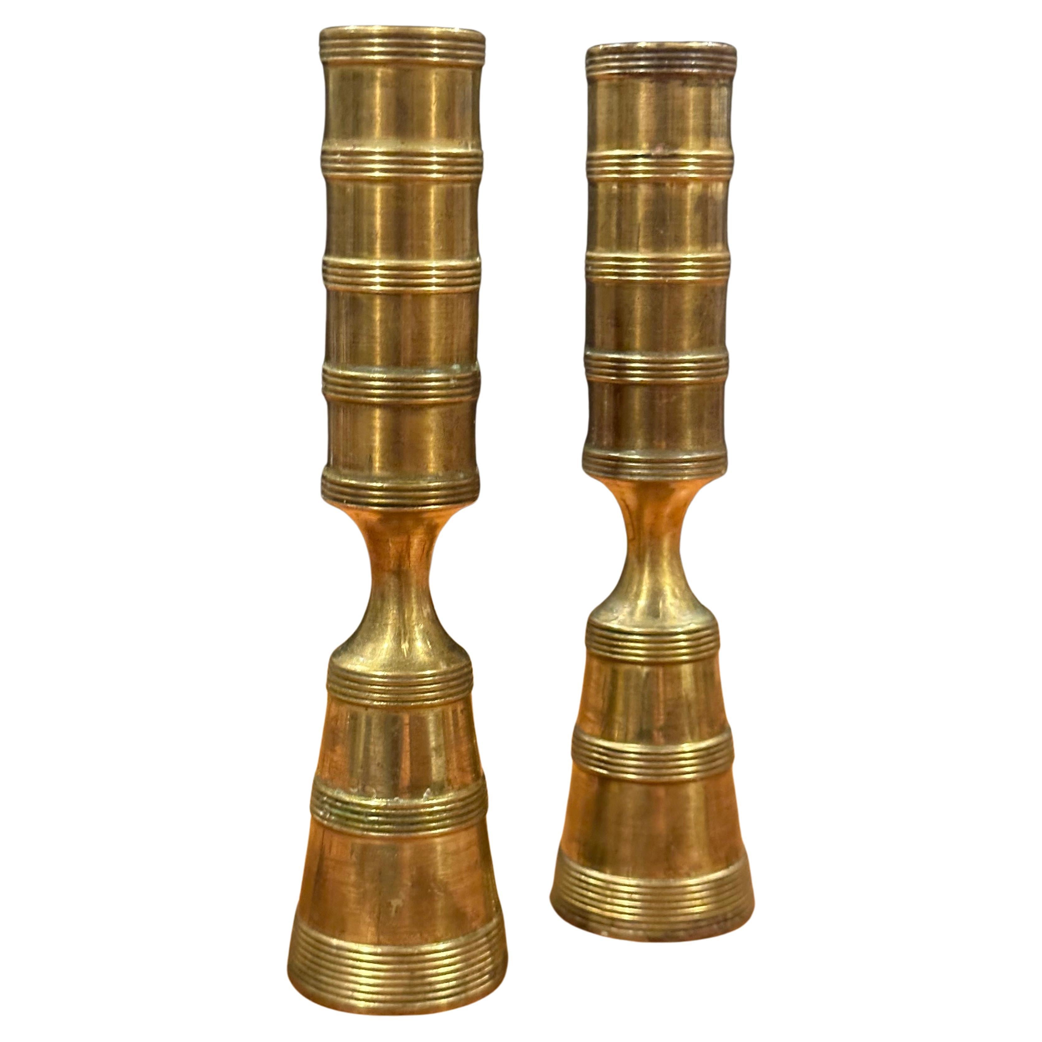 Pair of MCM Brass Turned Candlesticks by Jens Quistgaard for Dansk 6