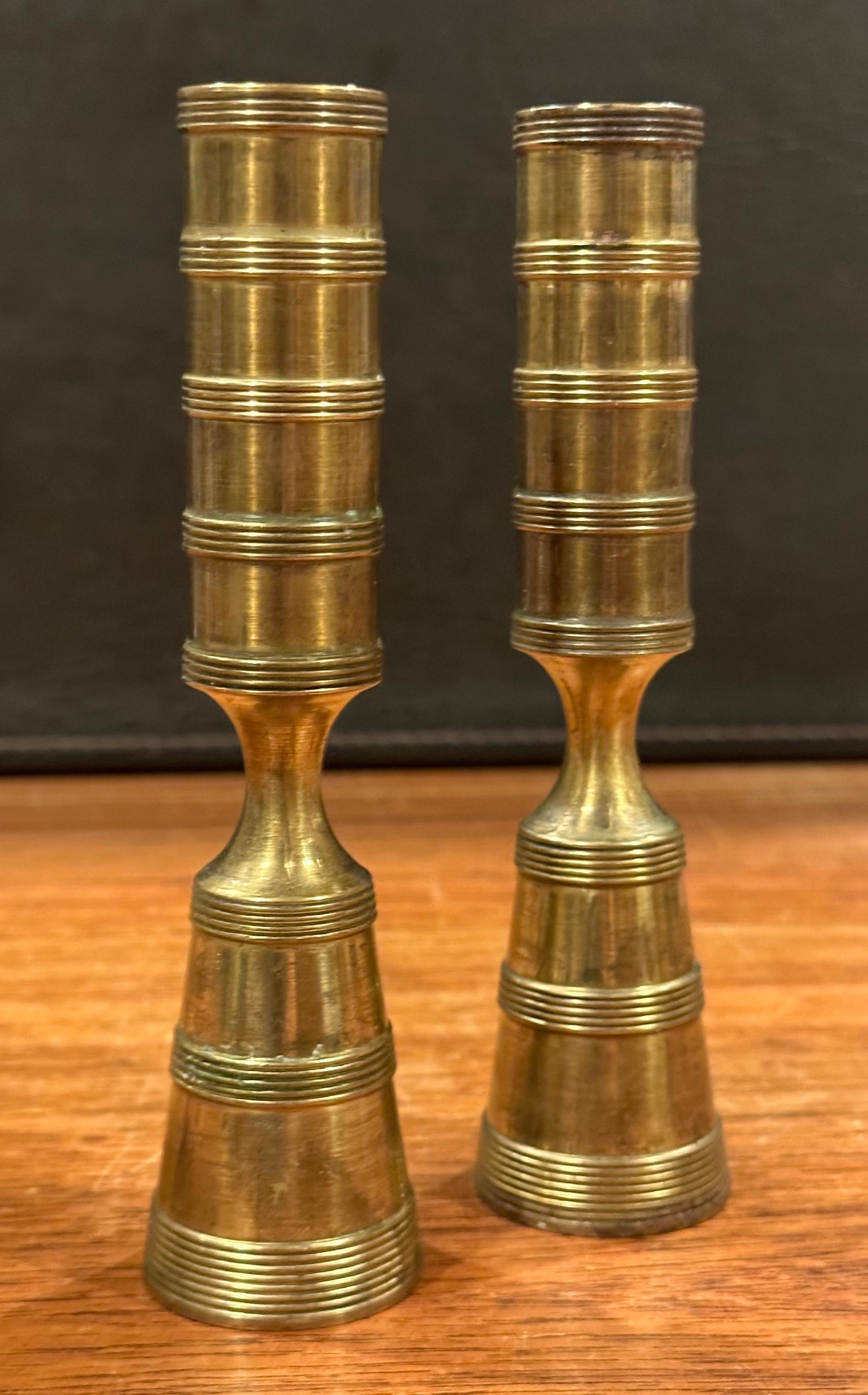 Danish Pair of MCM Brass Turned Candlesticks by Jens Quistgaard for Dansk