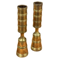 Pair of MCM Brass Turned Candlesticks by Jens Quistgaard for Dansk