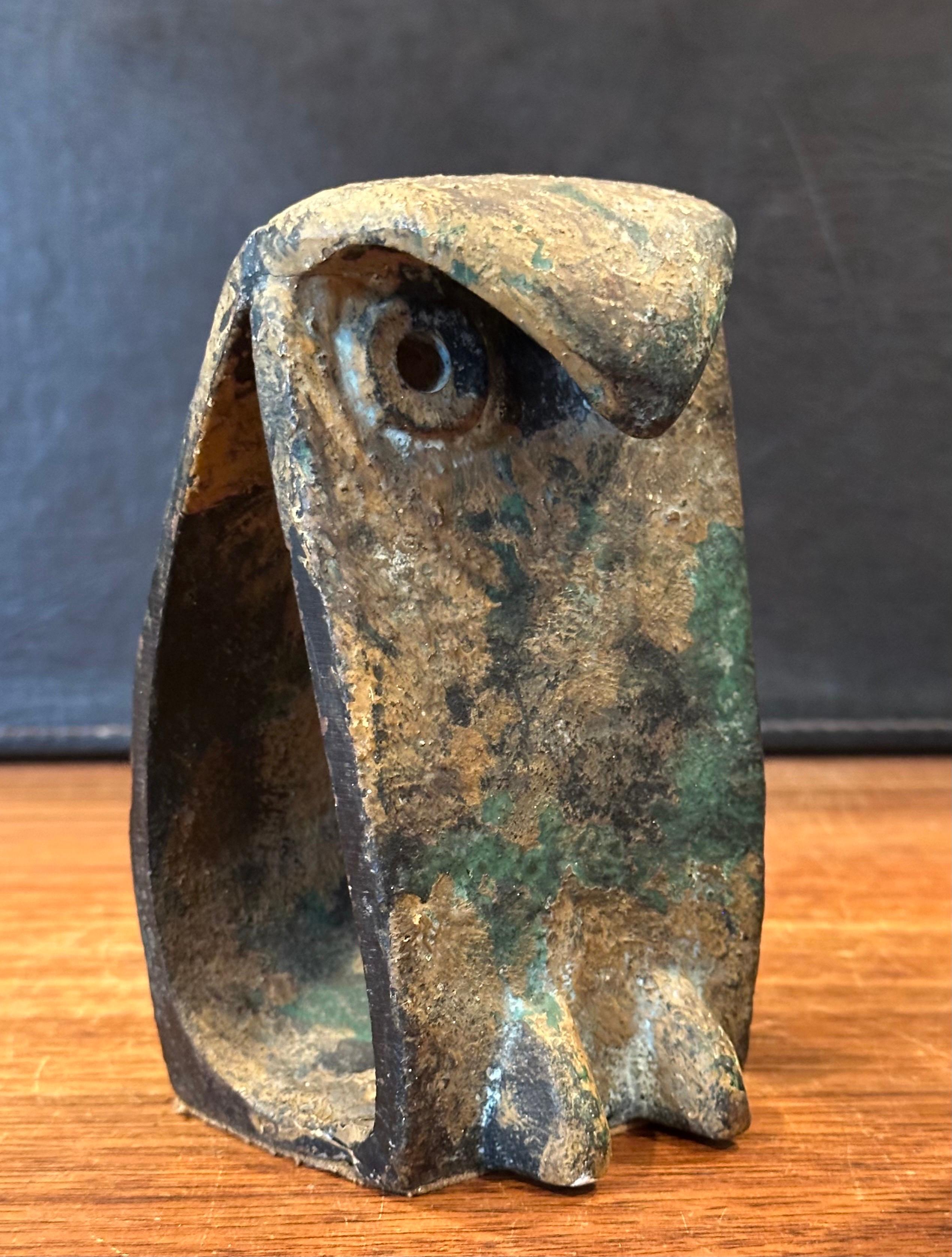 Pair of MCM Brutalist Forged Iron Owl Bookends In the Style of Isamu Noguchi For Sale 11