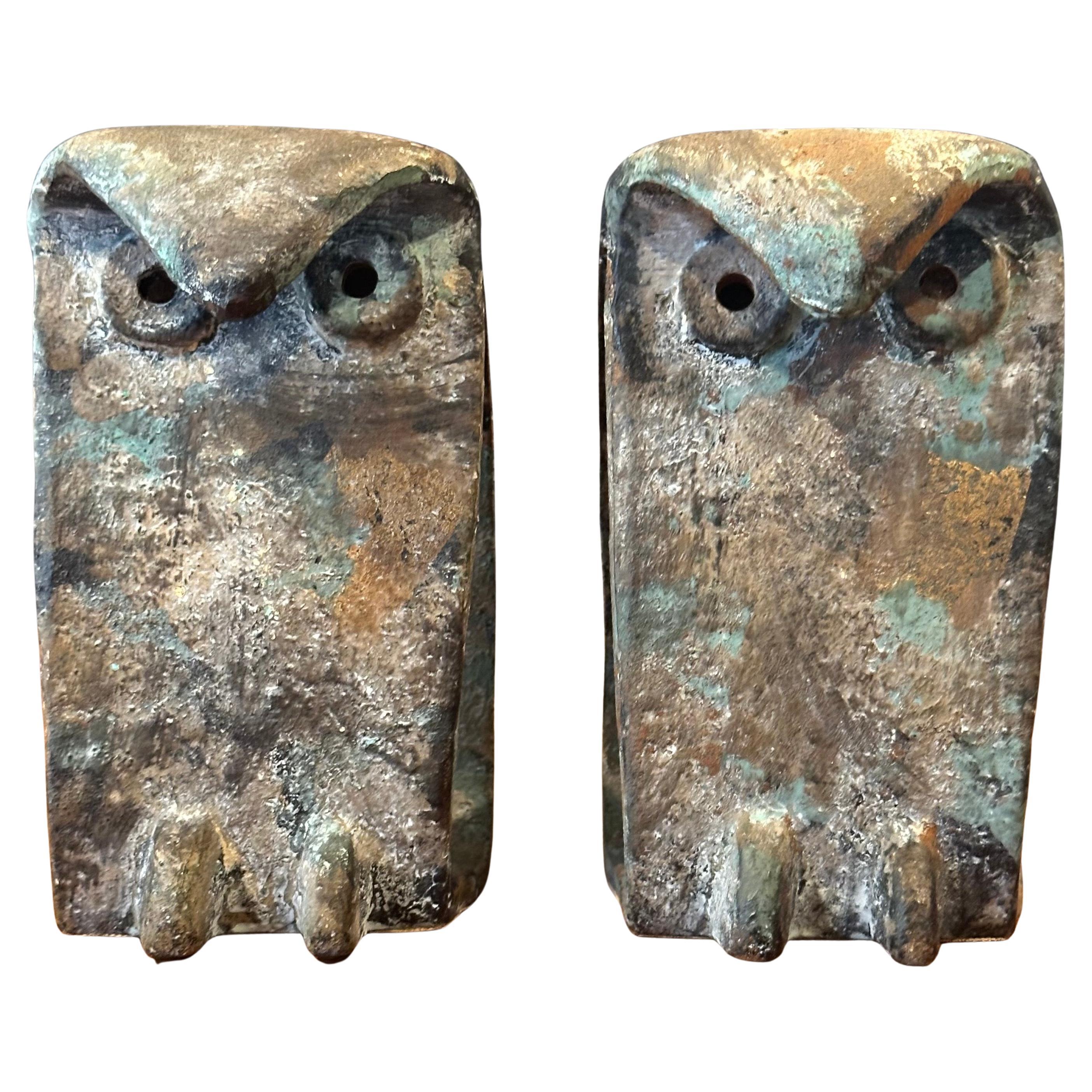 Coppia di reggilibri MCM Brutalist Forged Iron Owl nello stile di Isamu Noguchi in vendita 11