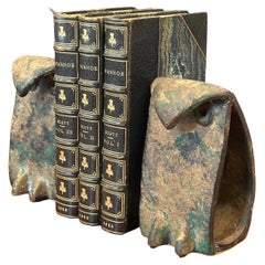 Pair of MCM Brutalist Forged Iron Owl Bookends In the Style of Isamu Noguchi