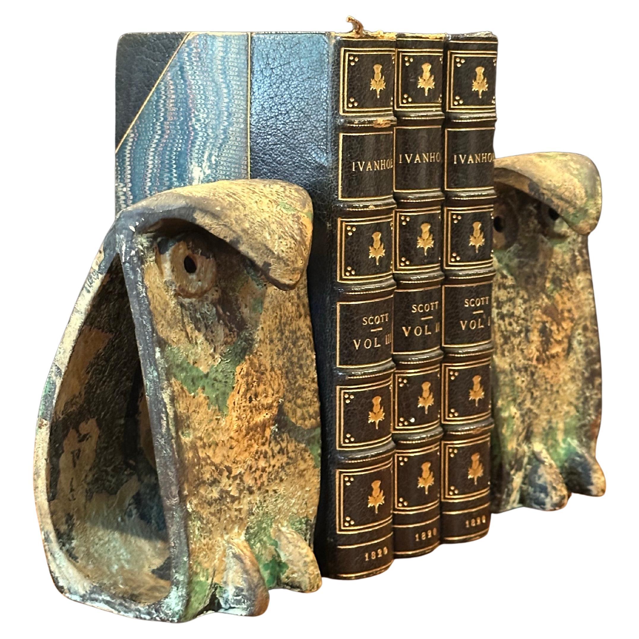 Japanese Pair of MCM Brutalist Forged Iron Owl Bookends In the Style of Isamu Noguchi For Sale