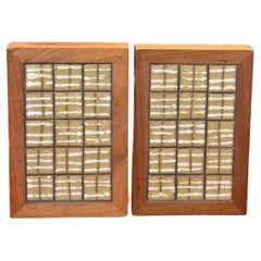 Pair of MCM Ceramic Tile and Walnut Bookends by Jane & Gordon Martz 
