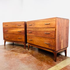 Pair of MCM Cherry 3 Drawer Chests / Dressers