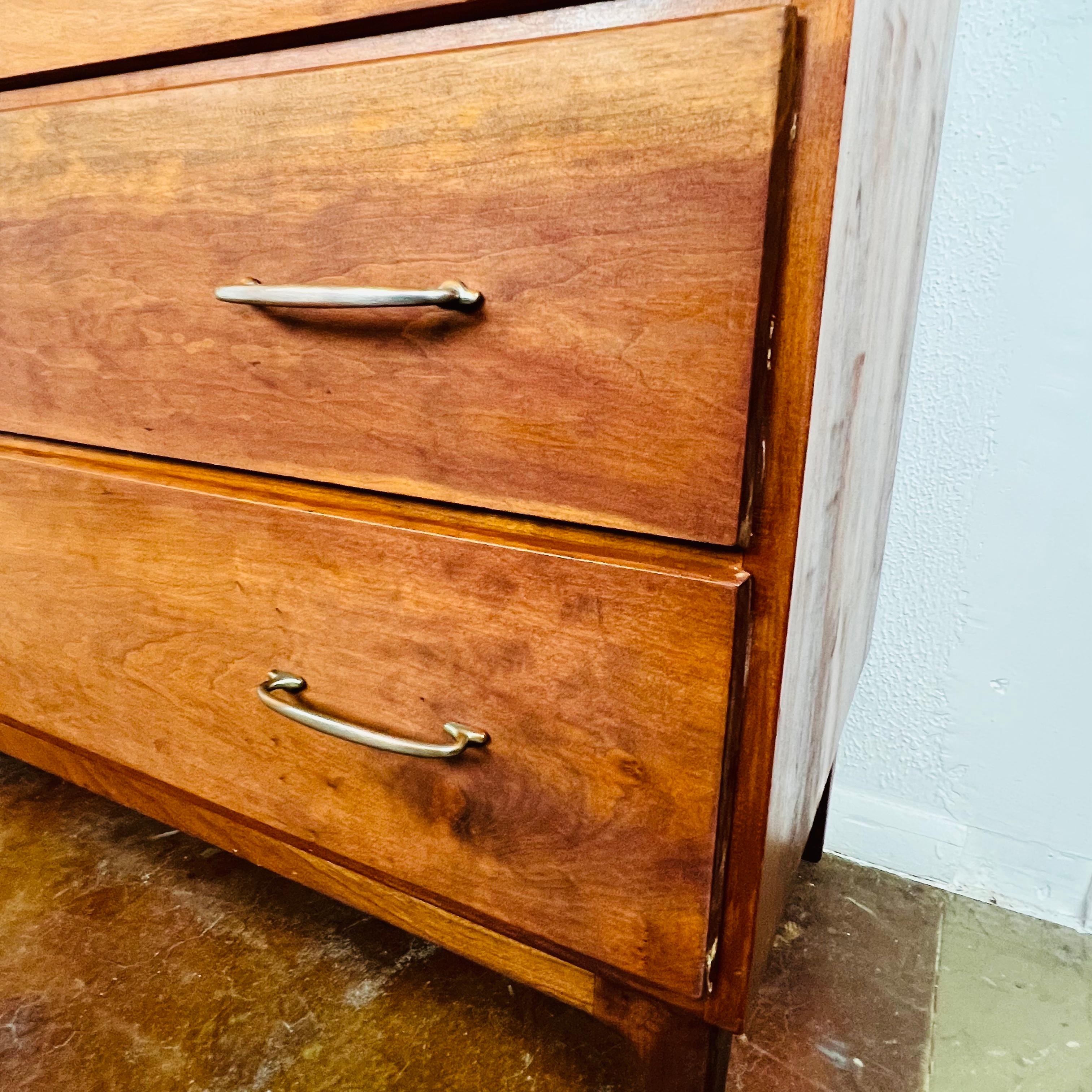 Pair of MCM Cherry 3 Drawer Chests / Dressers 1