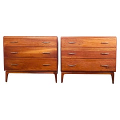 Vintage Pair of MCM Cherry 3 Drawer Chests / Dressers