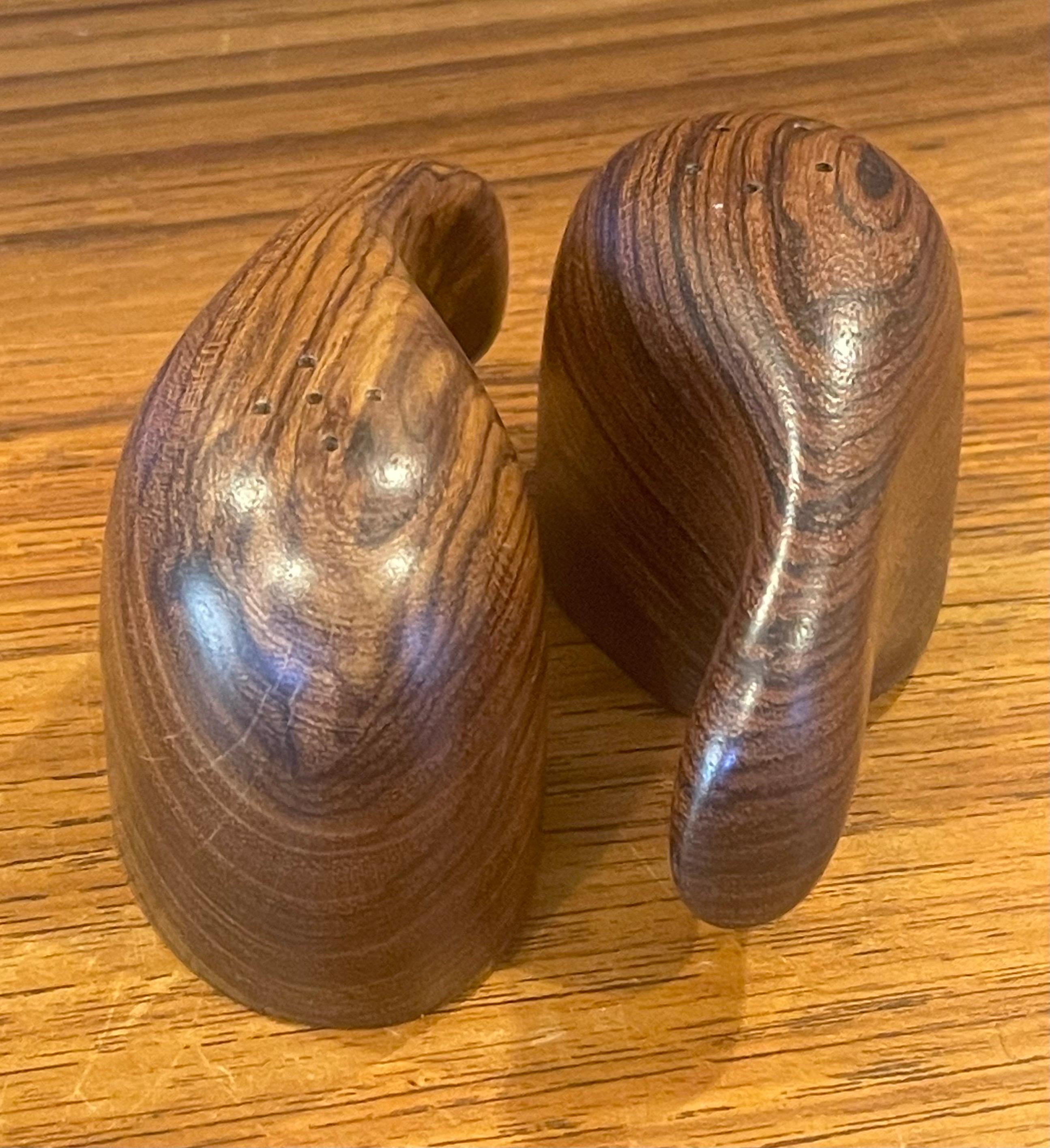 Mexican Pair of MCM Cocobolo Wood Minimalist Salt & Pepper Shakers by Don Shoemaker For Sale