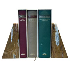 Pair of MCM Italian Fauves Onyx & Marble Geometric Wedge Bookends