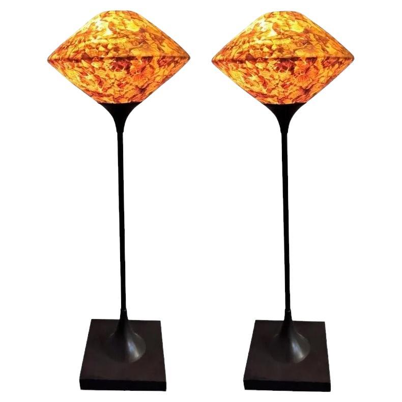 Pair of MCM Italian Pendant Floor Lamps For Sale