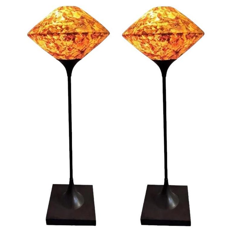 Pair of MCM Italian Pendant Floor Lamps For Sale at 1stDibs