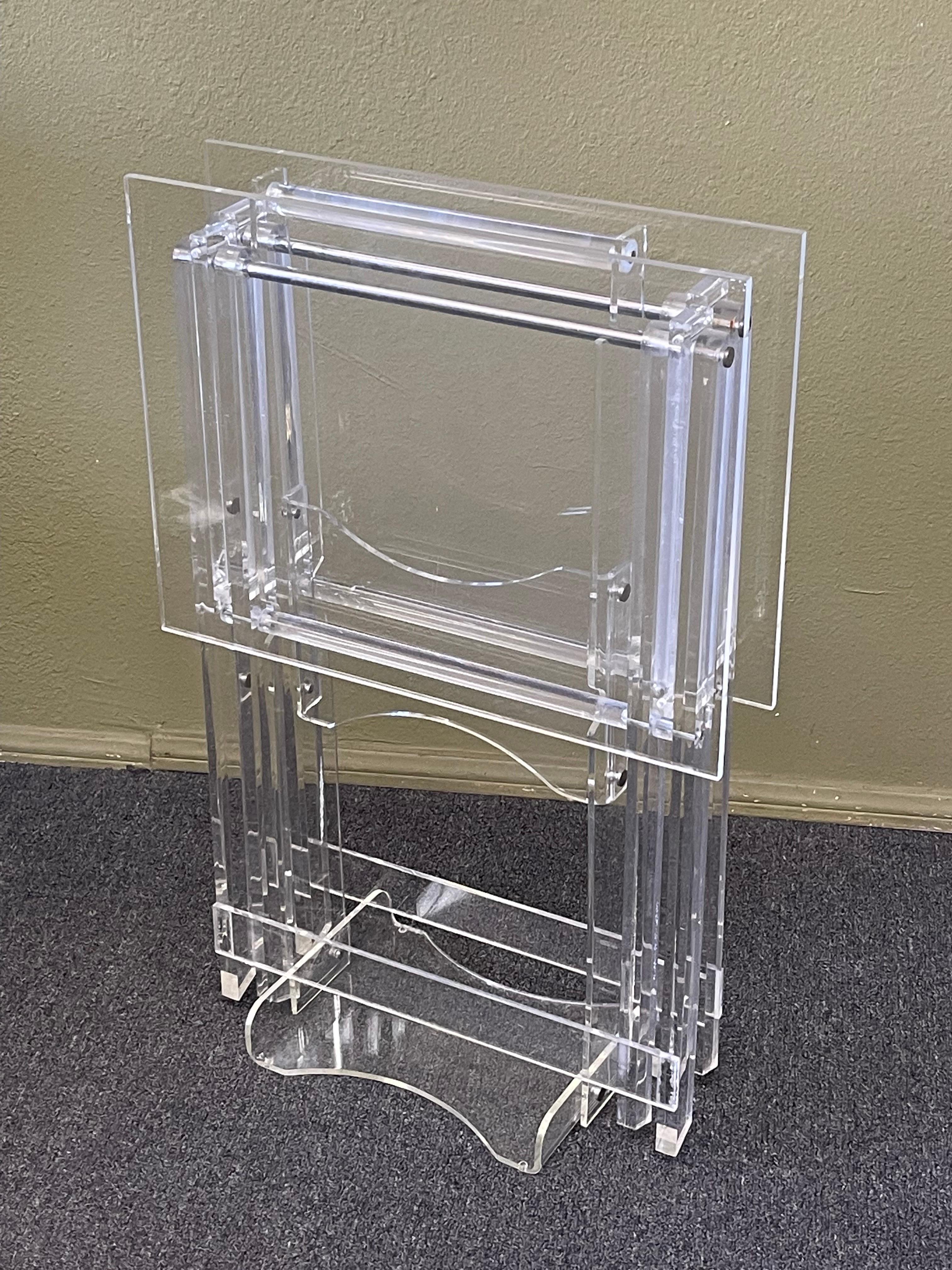 Pair of MCM Lucite Folding TV Trays / Tables 1