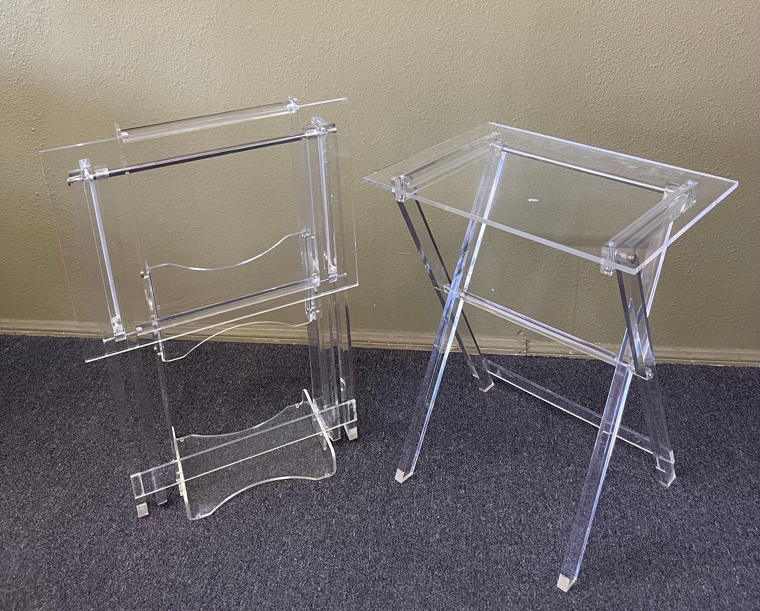 Pair of MCM Lucite Folding TV Trays / Tables 3