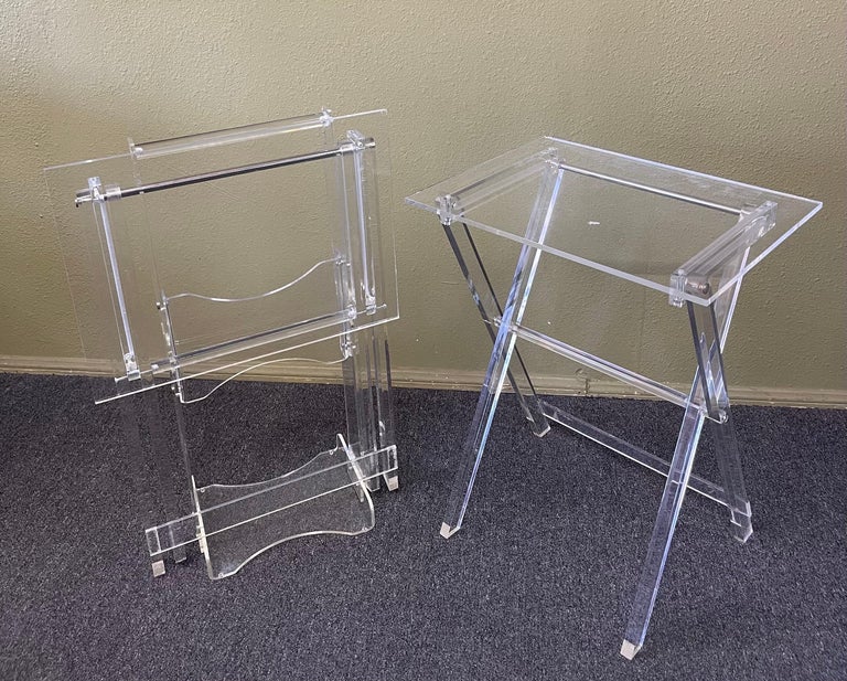Pair of MCM Lucite Folding TV Trays / Tables For Sale at 1stDibs