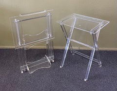 Pair of MCM Lucite Folding TV Trays / Tables