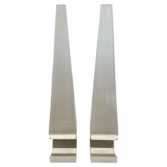 Pair of MCM Lucite Obelisks with Cut Outs