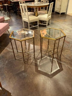 Pair of MCM Mastercraft Brass Side Tables