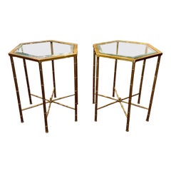 Pair of MCM Mastercraft Brass Side Tables
