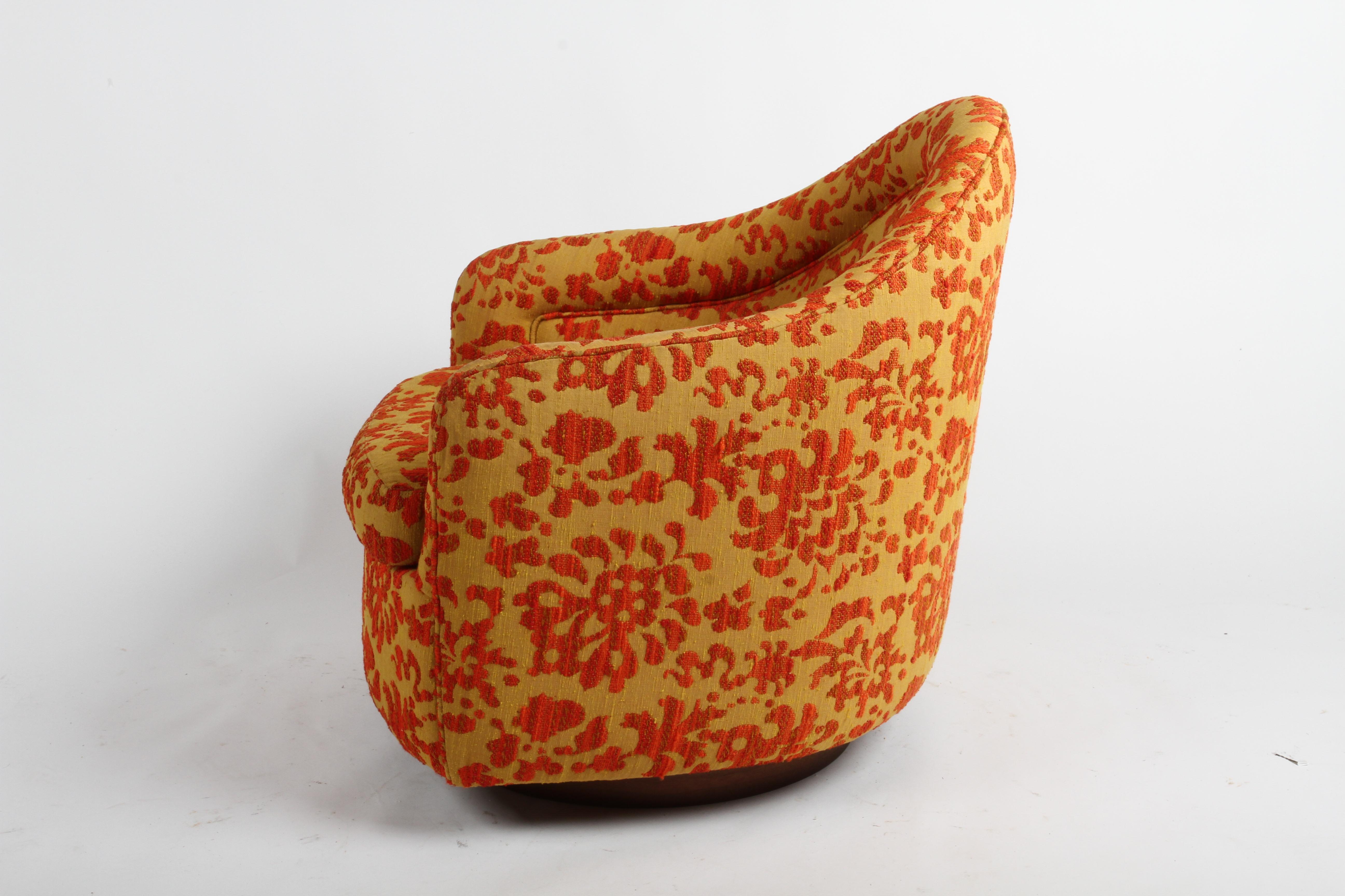 Upholstery Pair of MCM Milo Baughman for Thayer-Coggin Swivel & Rocking Lounge Chairs