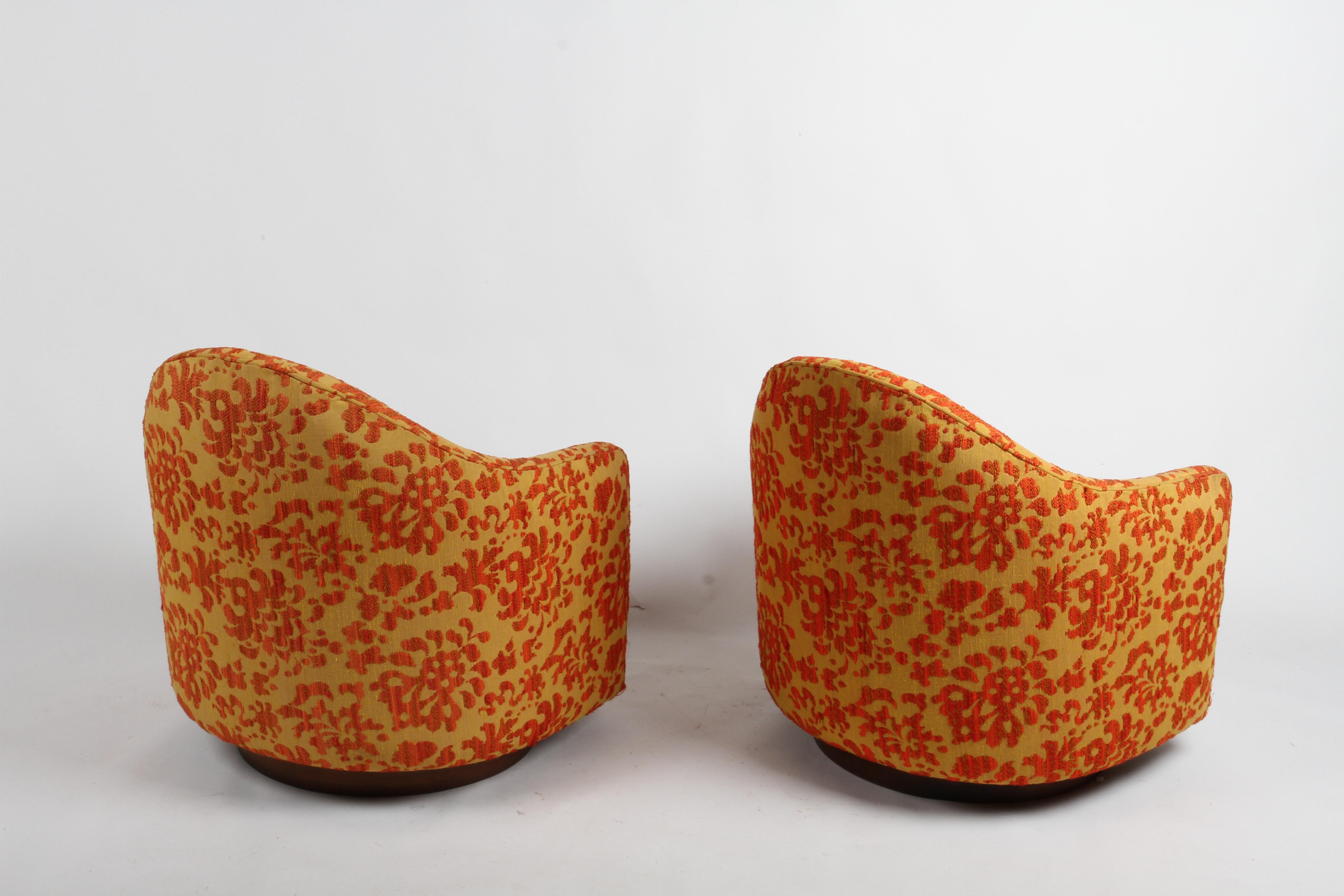 Pair of MCM Milo Baughman for Thayer-Coggin Swivel & Rocking Lounge Chairs  1