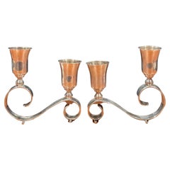 Paire de bougeoirs modernistes en argent sterling de MCM par Juvento Lopez Reyes