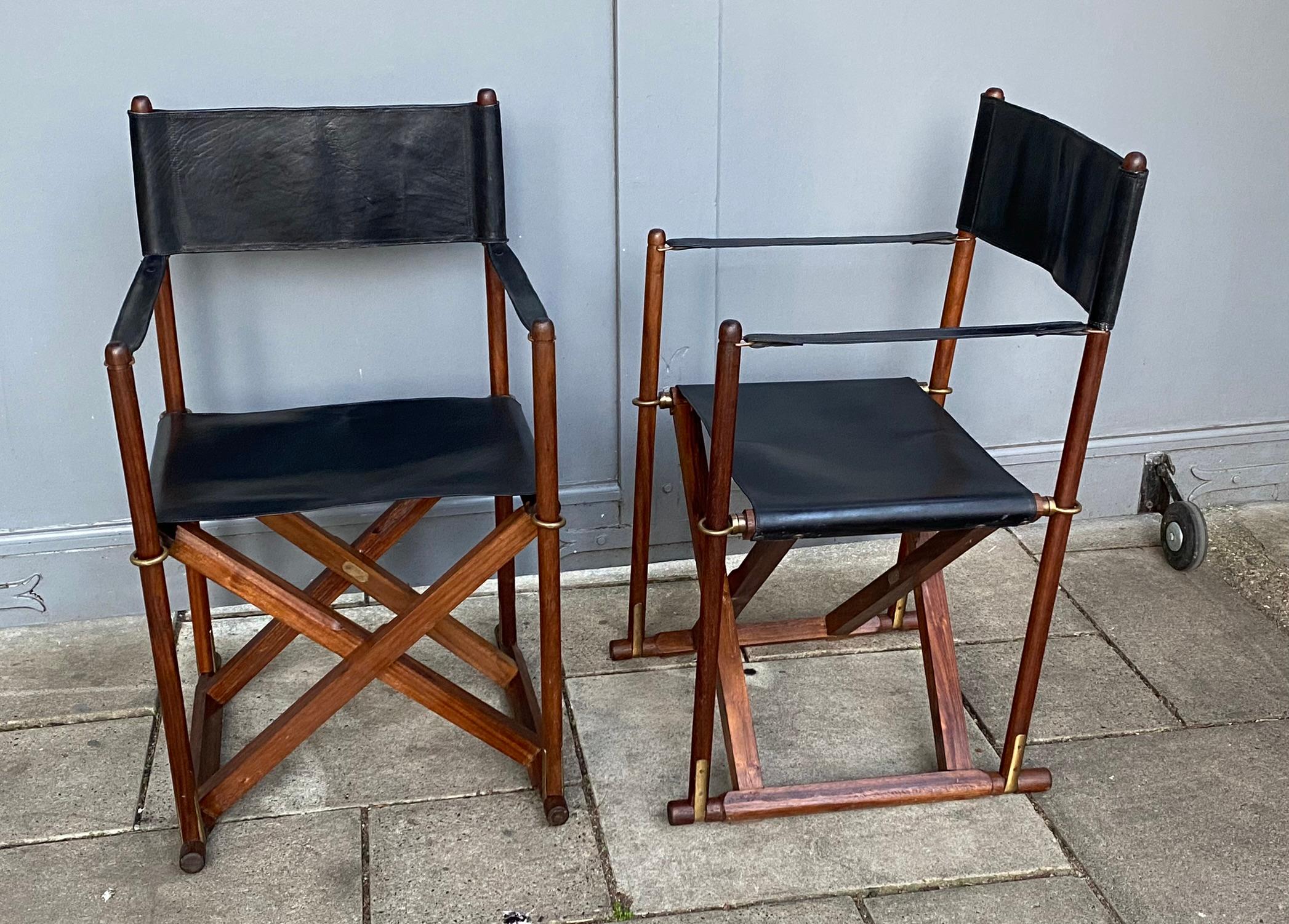 Pair of MCM Mogens Koch ‘Mk-16’ Safari Chairs, Folding Directors, Danish, 1970s 2