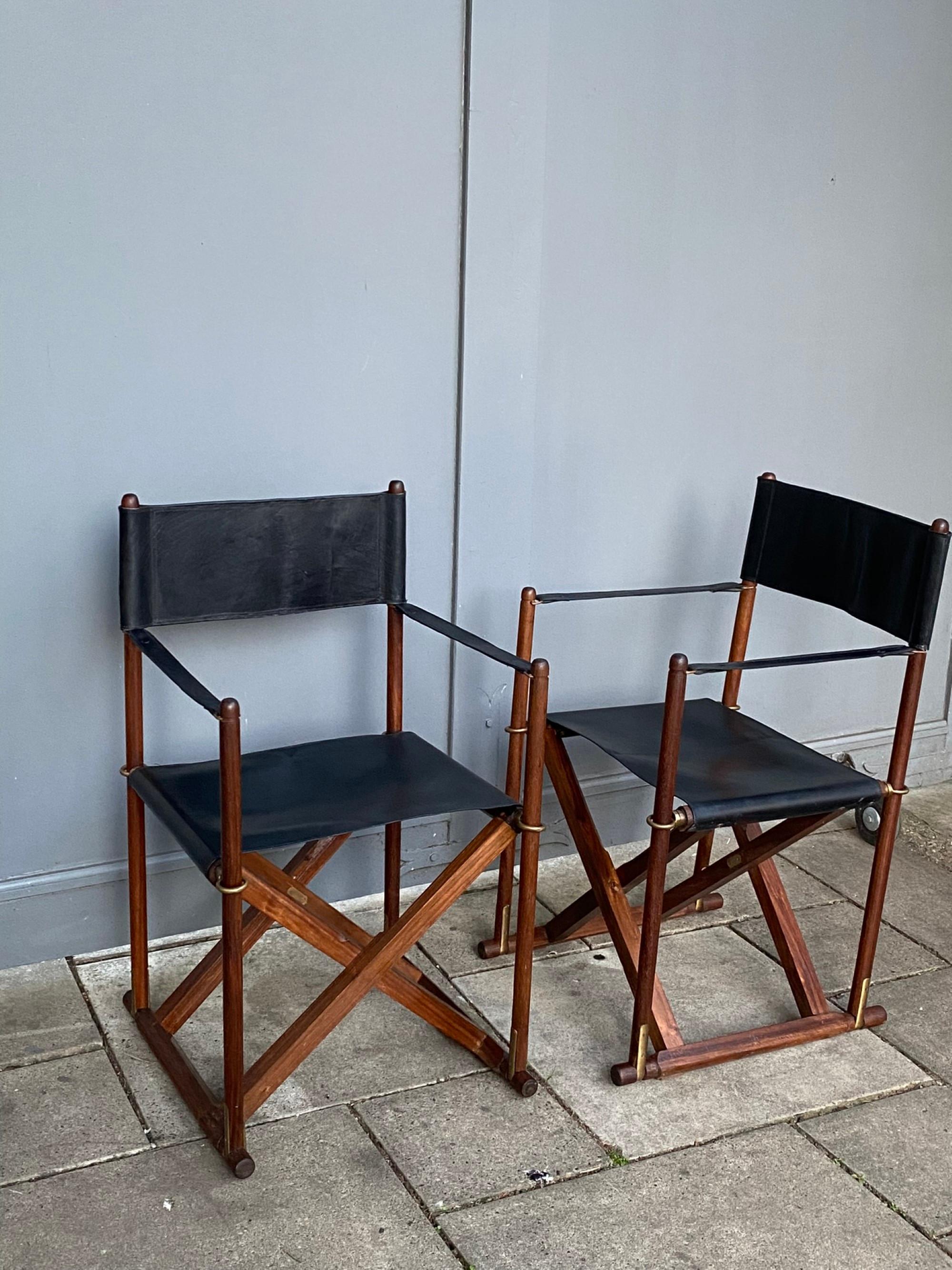 Pair of MCM Mogens Koch ‘Mk-16’ Safari Chairs, Folding Directors, Danish, 1970s 3