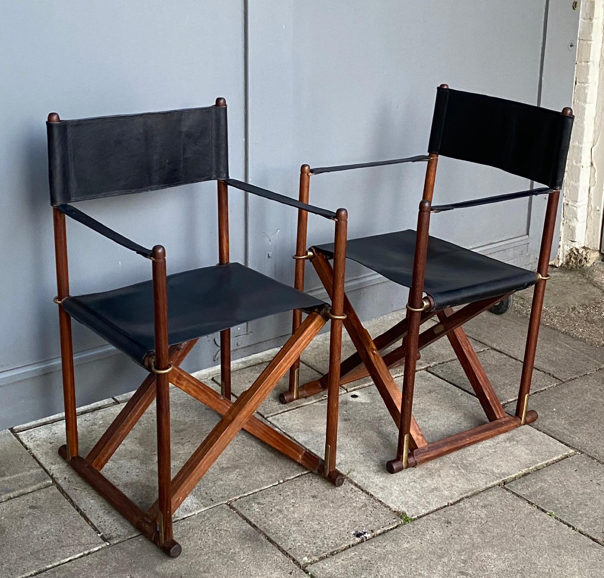Pair of MCM Mogens Koch ‘Mk-16’ Safari Chairs, Folding Directors, Danish, 1970s 4
