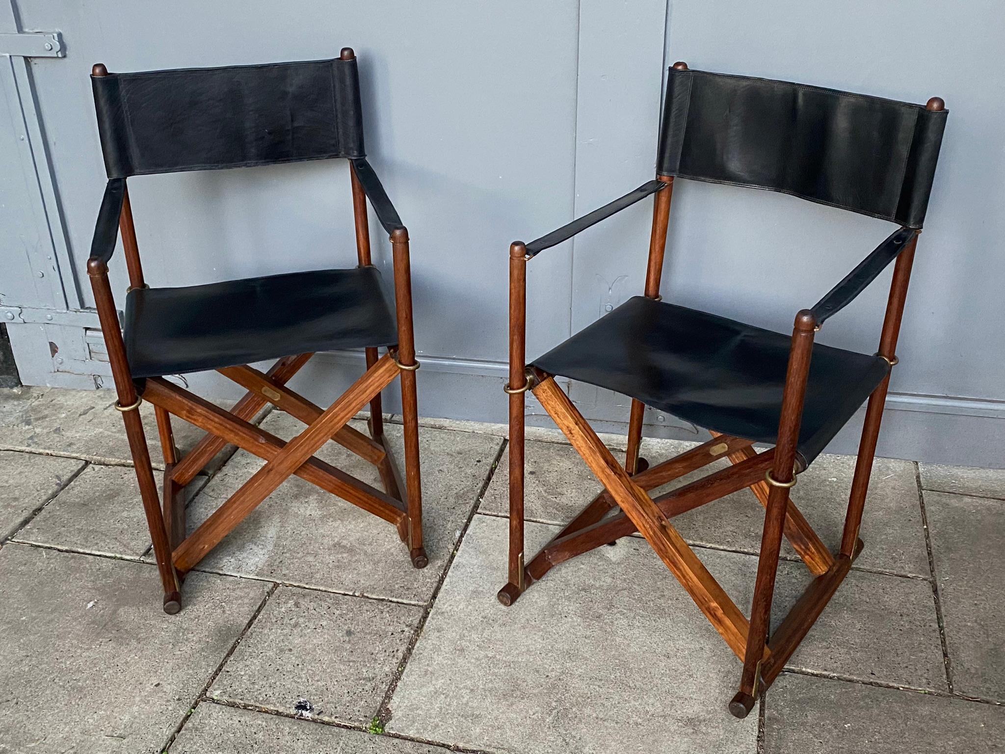 Pair of MCM Mogens Koch ‘Mk-16’ Safari Chairs, Folding Directors, Danish, 1970s 5