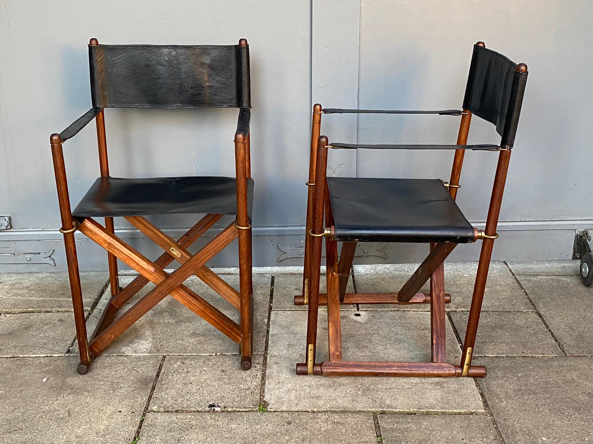 Pair of MCM Mogens Koch ‘Mk-16’ Safari Chairs, Folding Directors, Danish, 1970s In Good Condition In Richmond, Surrey